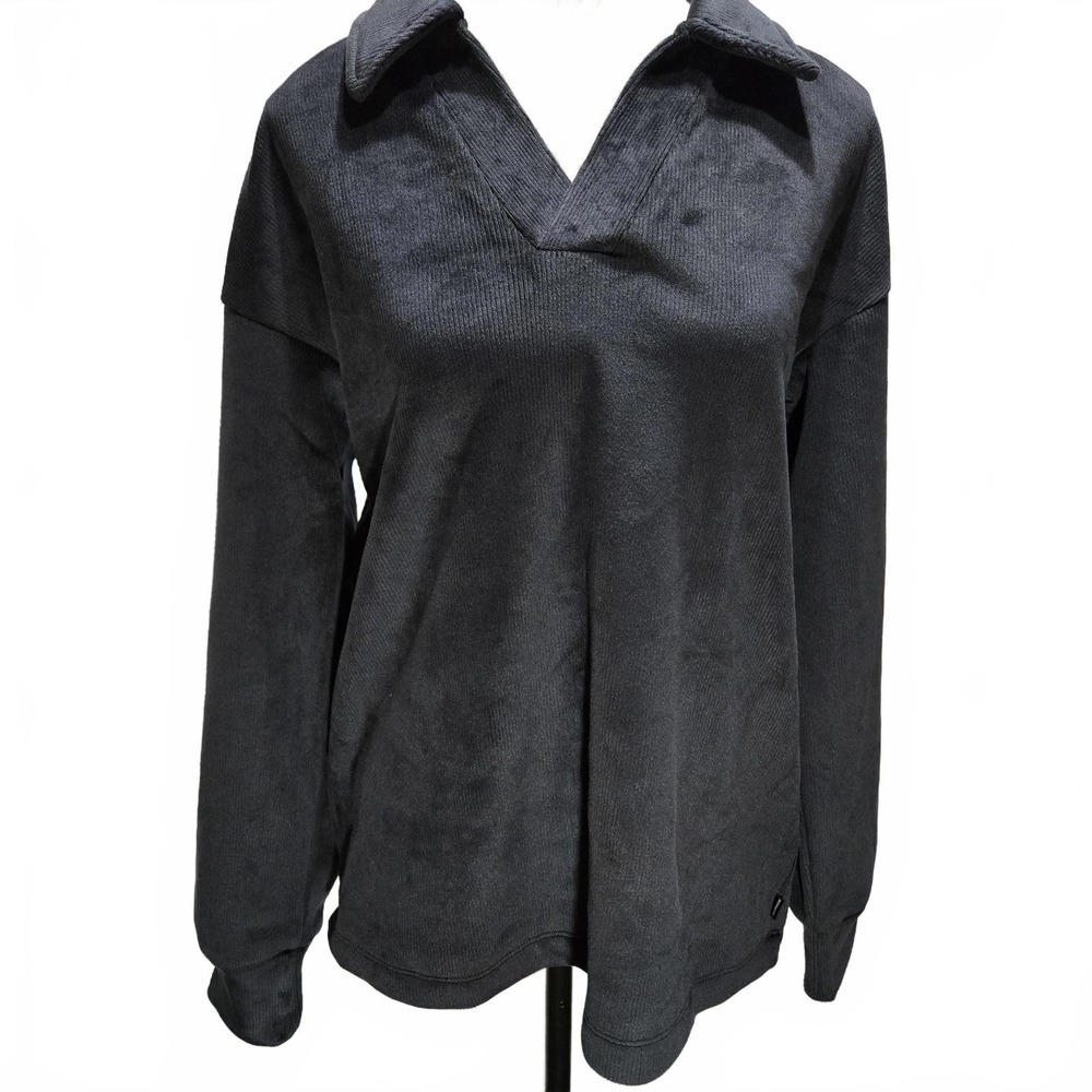 Mondetta Black Corduroy Fleece Pullover Women's Medium Casual Athleisure
